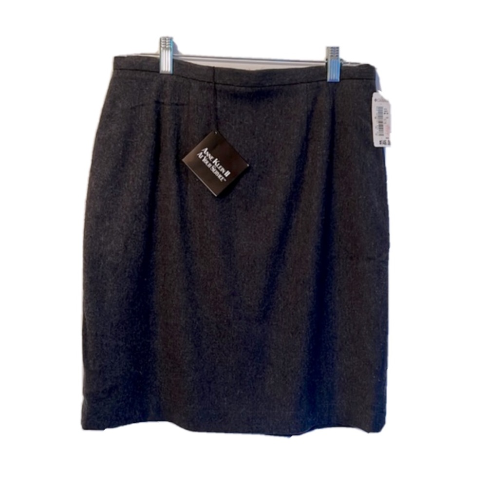 Anne Klein II Wool Blend Pencil Straight Skirt Size 12 Charcoal Gray